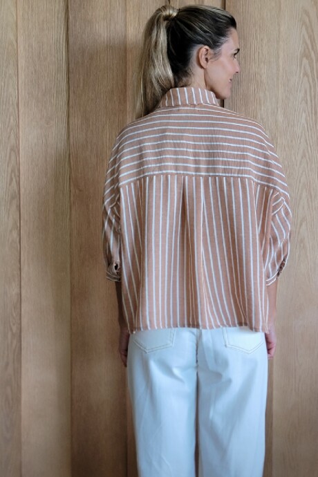 Camisa Piña Lino Raya Camel