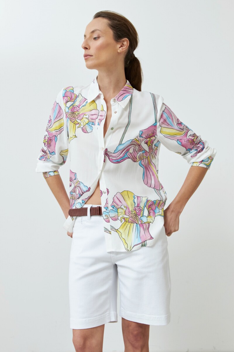 Camisa estampada lirio de campo fucsia