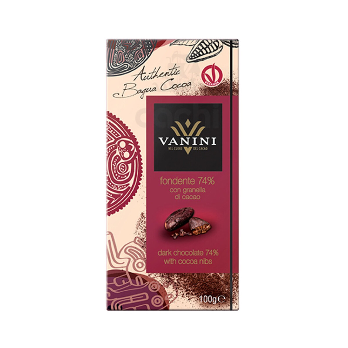 Chocolate vanini 74% granos de cacao 