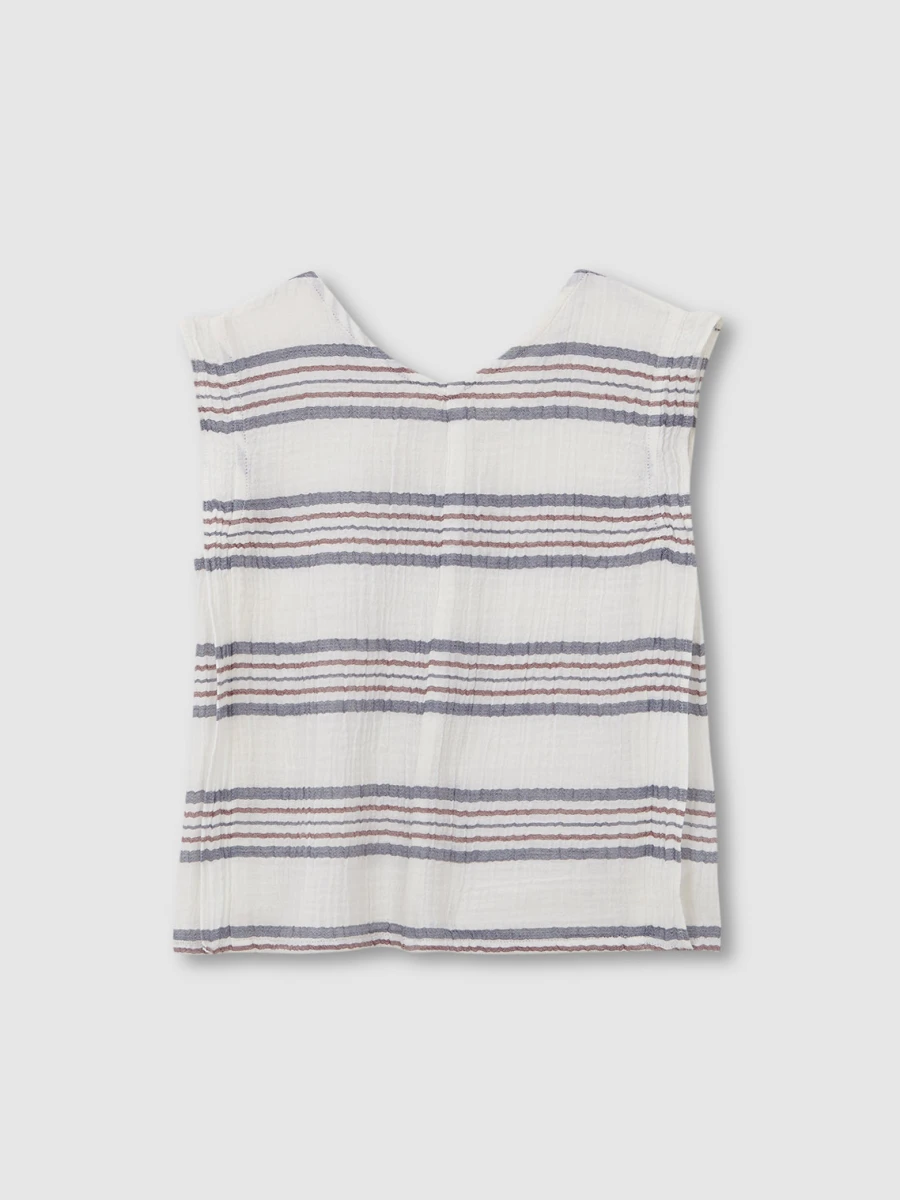 Blusa De Gasa Con Rayas Azul