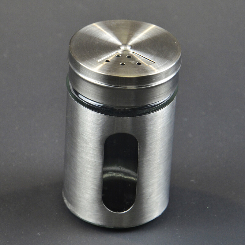 Salero especiero en acero inoxidable tapa giratoria TRANSPARENTE