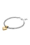 PULSERA DE CADENA BAÑADA EN PLATA DE LEY CON DETALLE DE CORAZÓN BAÑADO EN ORO 18K Pulsera
