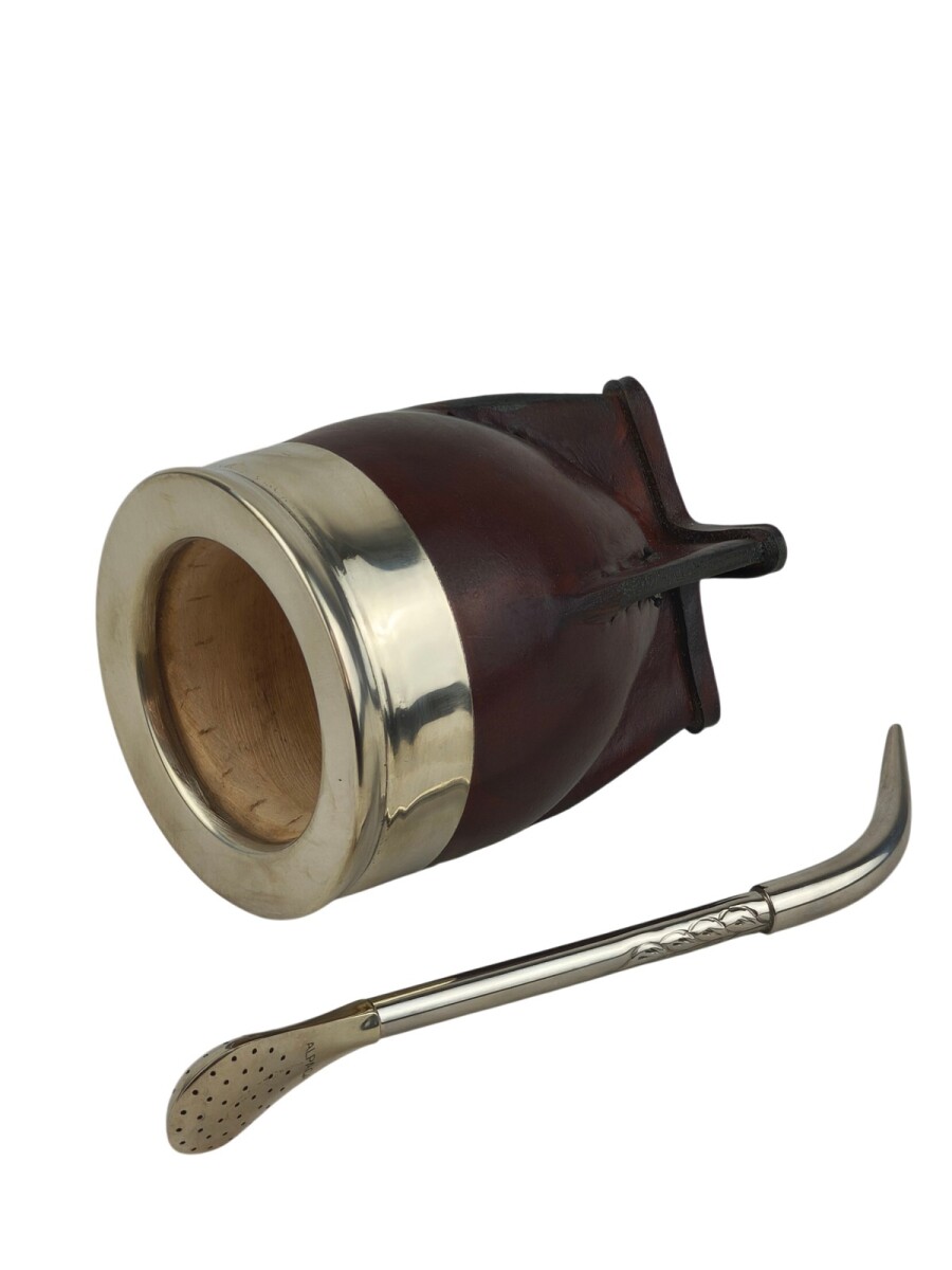 kit Mate imperial + bombilla de alpaca - Marrón liso 