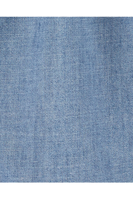 Blusa de chambray, manga larga, con volados. Talles 12-24M Sin color