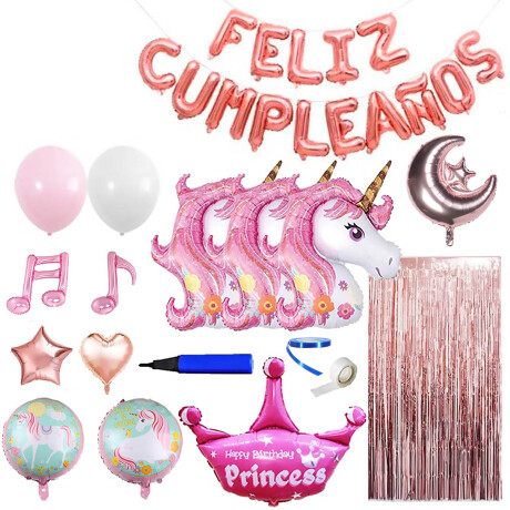 Set Globos N°14 Unicornio Feliz Cumpleaños 82 Pcs Set Globos N°14 Unicornio Feliz Cumpleaños 82 Pcs