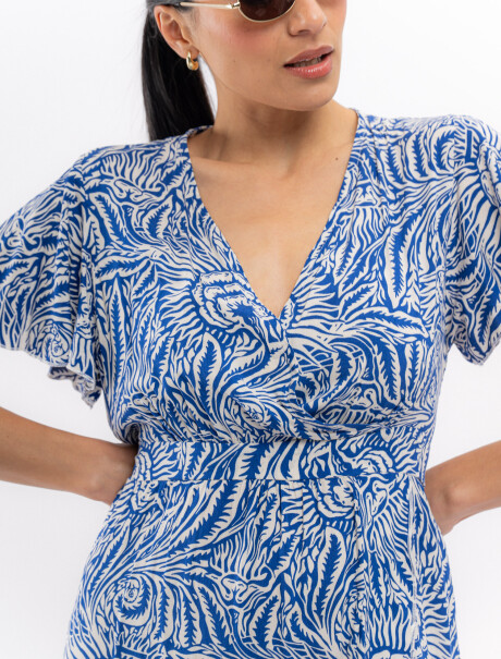 Vestido midi estampado azul