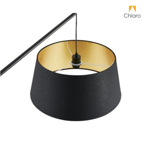 Luminaria de pie pantalla negra interior dorado E27 180cm Luminaria de pie pantalla negra interior dorado E27 180cm