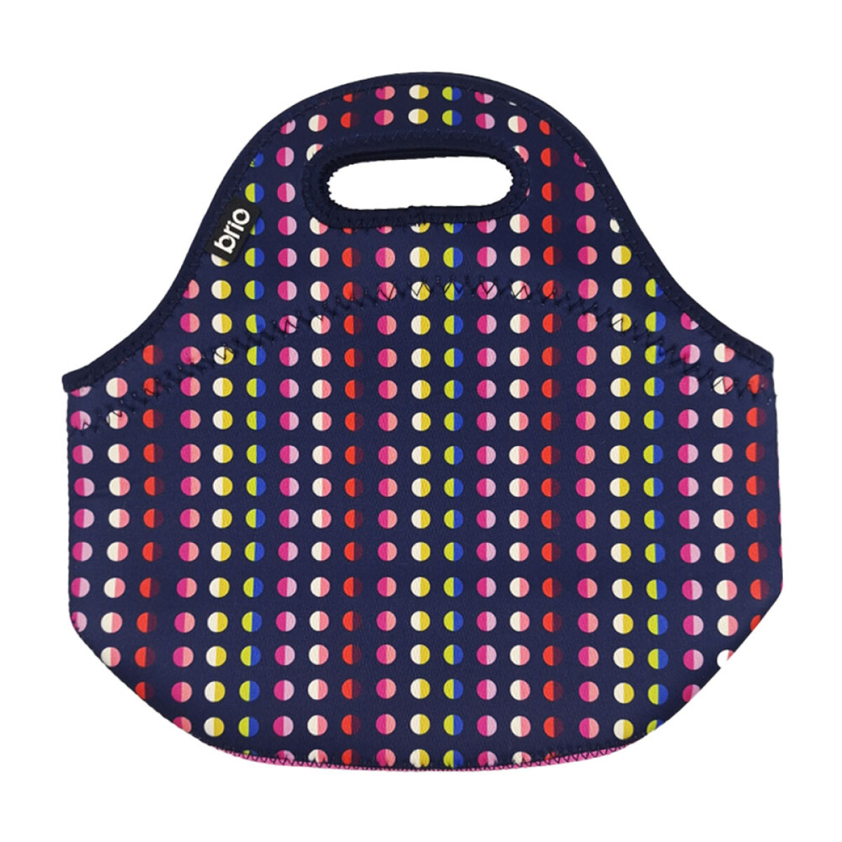 Lunchera de Neopreno Brio Bolso Térmico Bebida Comida c/ Asa - Azul Lunares Multicolores 