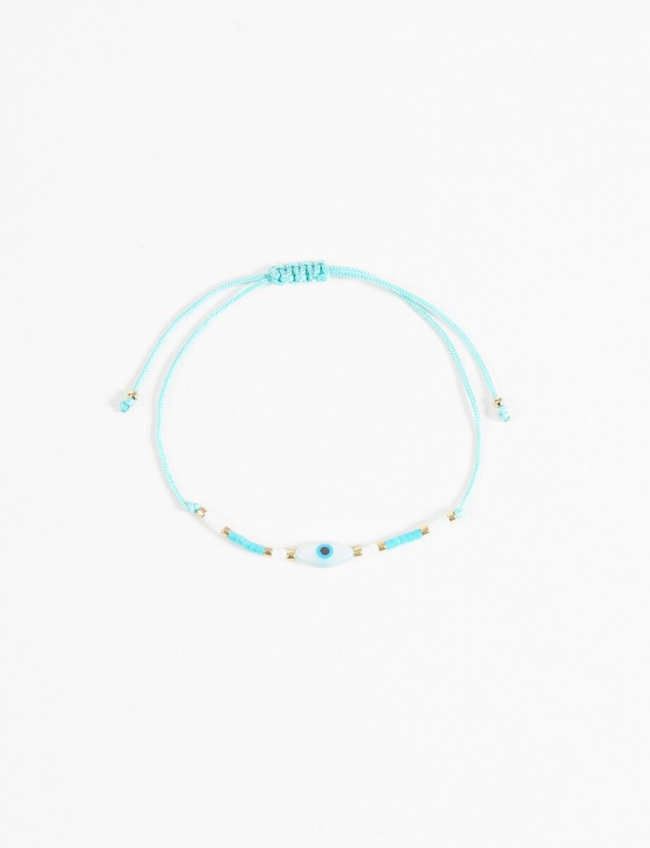 Pulsera ojito ajustable - celeste 