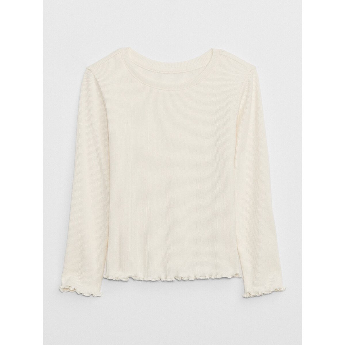 V-LS SLD RIB KNIT T - IVORY FROST 