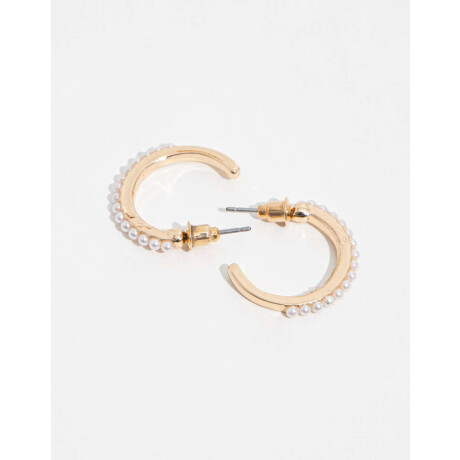Argollas Con Perlas Dorado