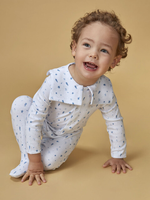 Pijama Largo Estampado Mar Blanco