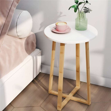 Mesa Redonda 40X40X60 Cm Bamboo Con Blanco