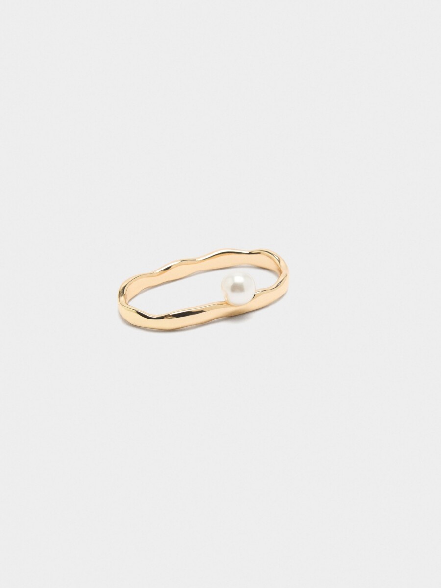 Anillo Doble Con Perla dorado