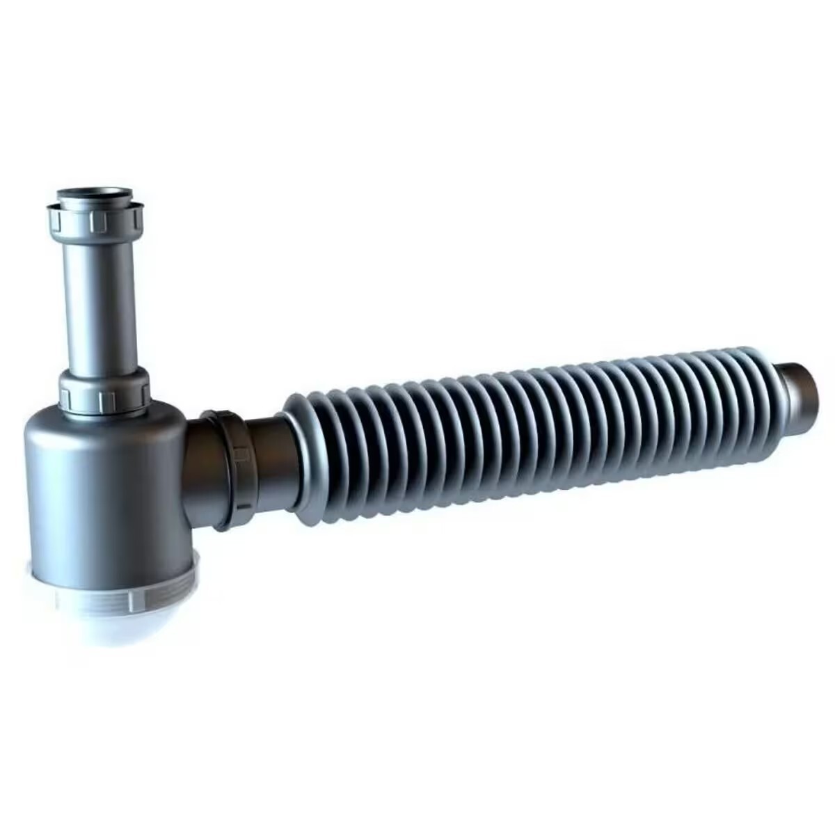 Sifón Botella Simple Con Tuerca Gris Inplast 