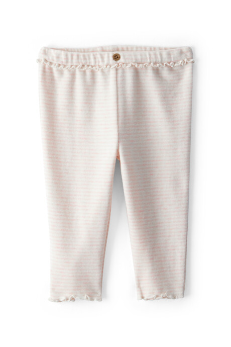 Pantalón de algodón, diseño a rayas rosado y crema Sin color