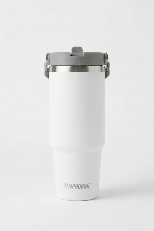 Botella mug térmica de acero inoxidable blanco