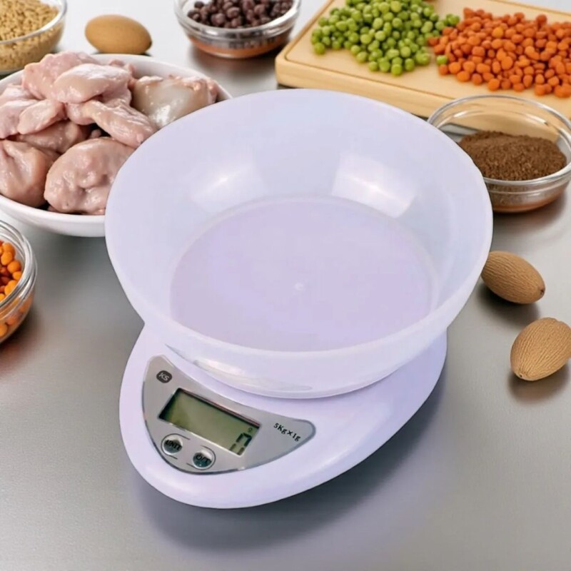 Balanza de cocina con bowl Klasse | Sorporta hasta 5kg | Color blanco Balanza de cocina con bowl Klasse | Sorporta hasta 5kg | Color blanco