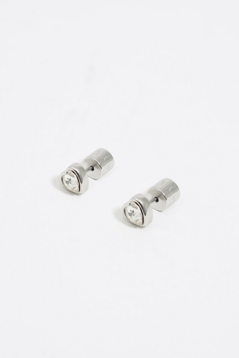 PENDIENTES CORAZÓN CRISTAL Plata
