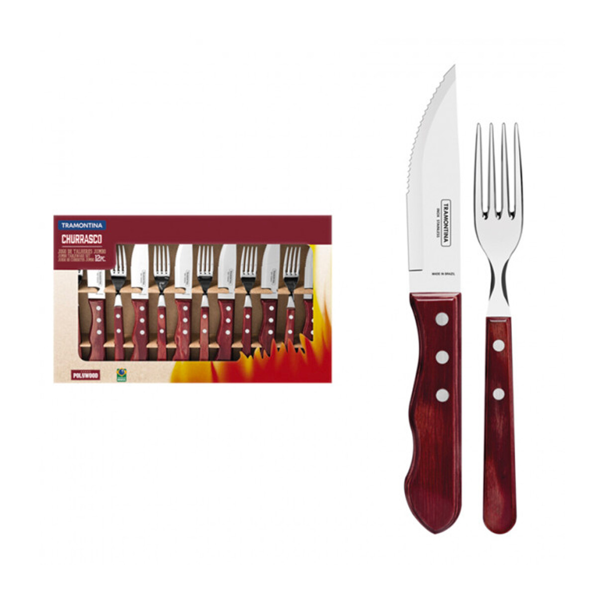Juego para Asado Tramontina Jumbo Rojo 12 Piezas Churrasco - Rojo 