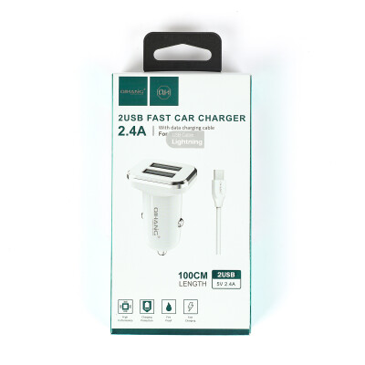 Cargador celular rapido 2.4A para auto 12v con cable lightning 1 metro Cargador celular rapido 2.4A para auto 12v con cable lightning 1 metro