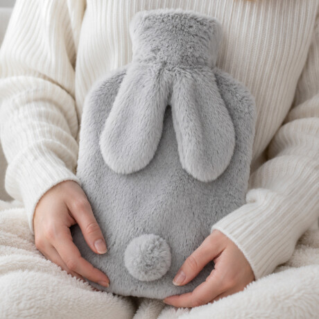 Bolsita de Agua Caliente 2L con Funda de Peluche Conejito Gris
