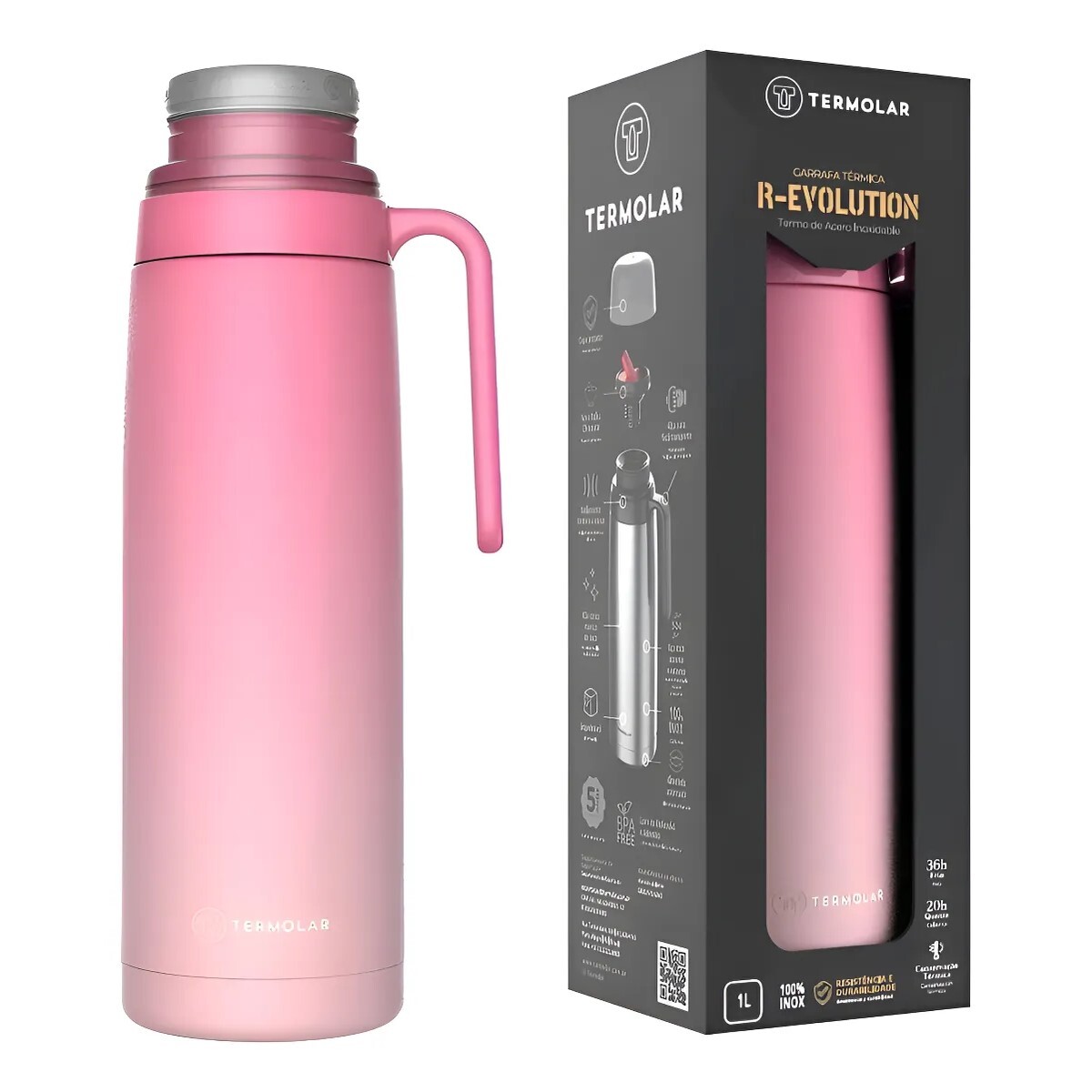 Termo Revolution Termolar 1L Inoxidable - ROSA 