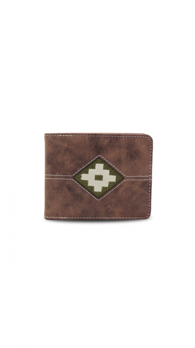 BILLETERA ODIN C/ BORDADO - TABACO C/ ACEITUNA 