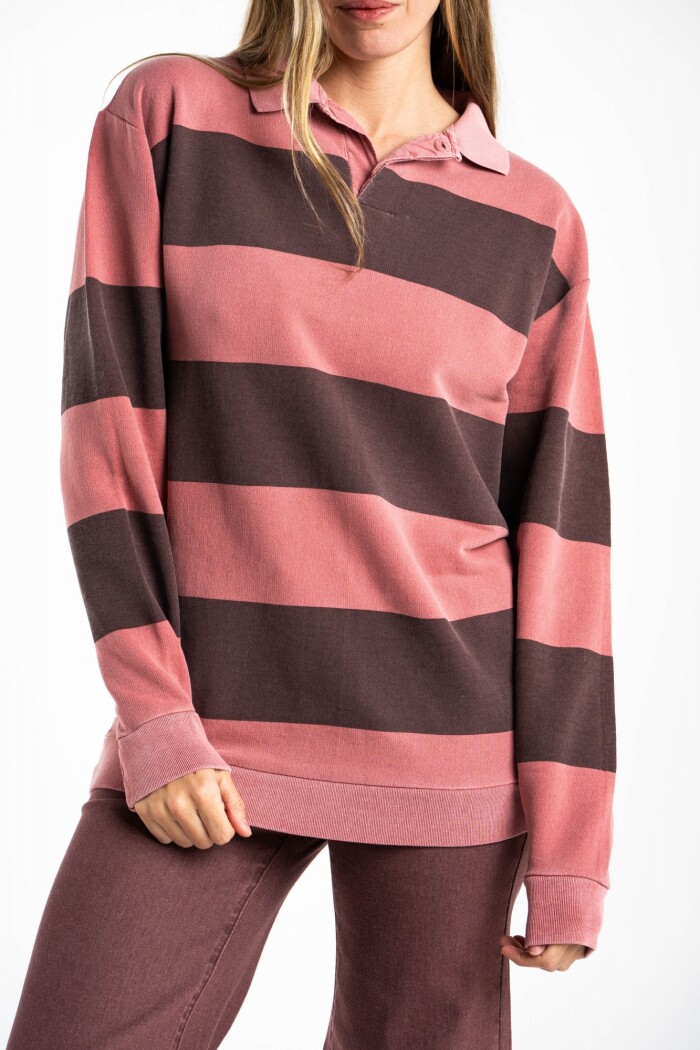 Sweater Polo Rayas Burdeos