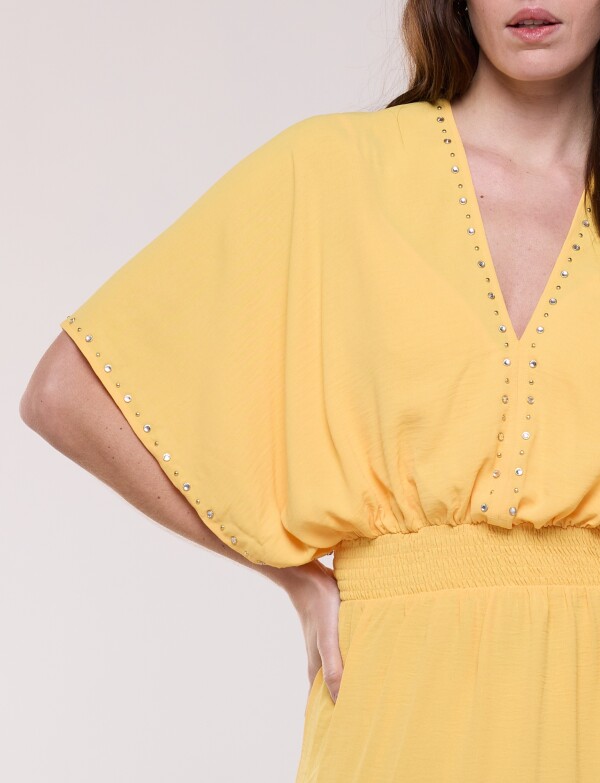 Vestido Maxi Con Tachas AMARILLO