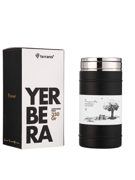 Yerbera Cilindro Negro Metalizado