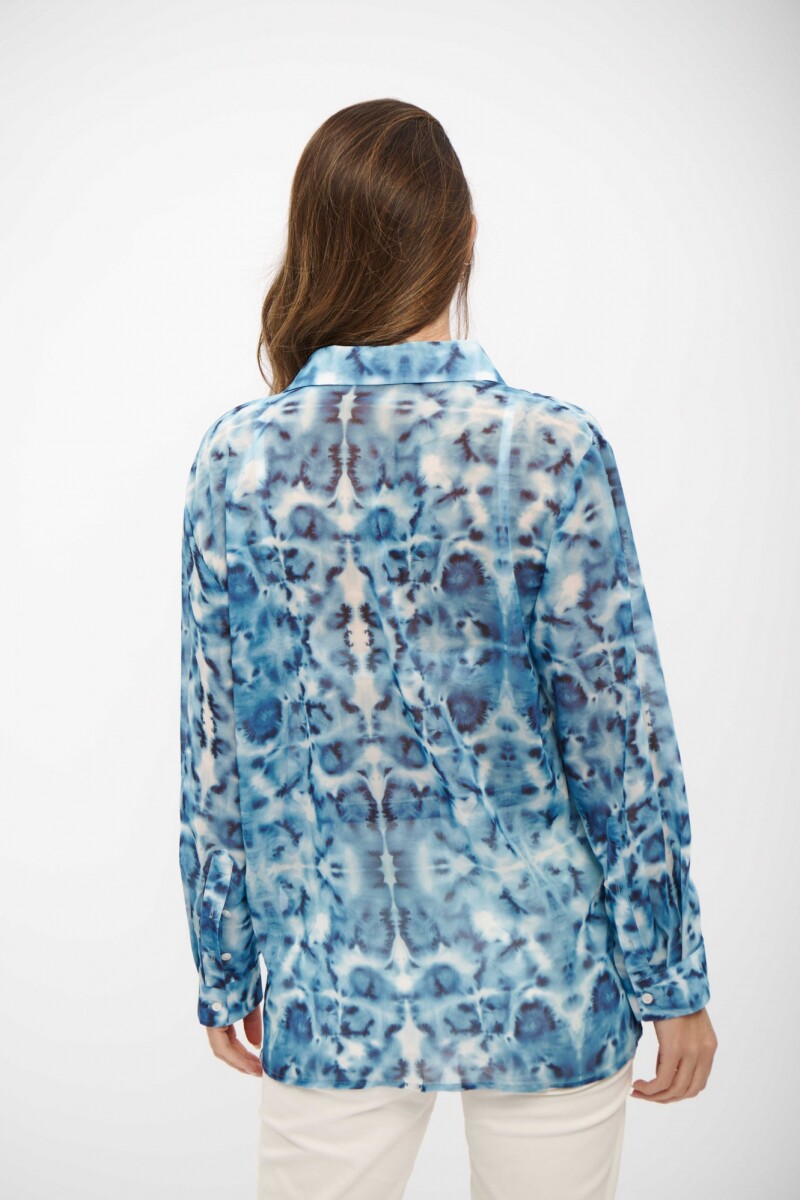 CAMISA BELI CELESTE Y BLANCO