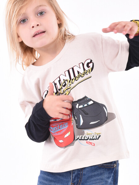 REMERA CARS BEIGE