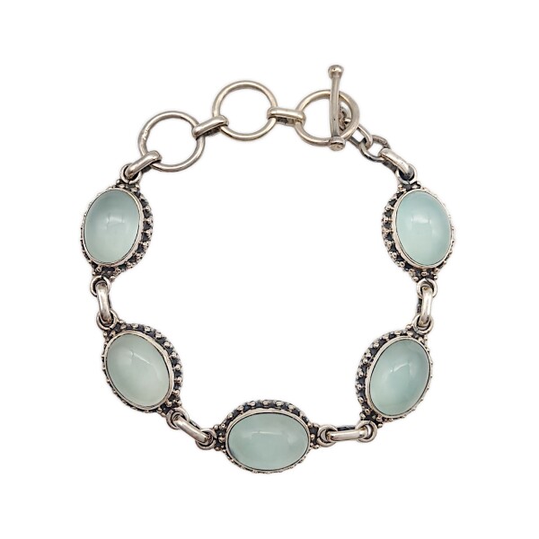 Pulsera Oval-Plata 925-Piedra Calcedonia-PU3417 conpiedra