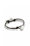 PULSERA EN ALEACIÓN DE METALES BAÑADAS EN PLATA DE LEY CON CUERO Y CRISTAL DE MURANO MARFIL Pulsera