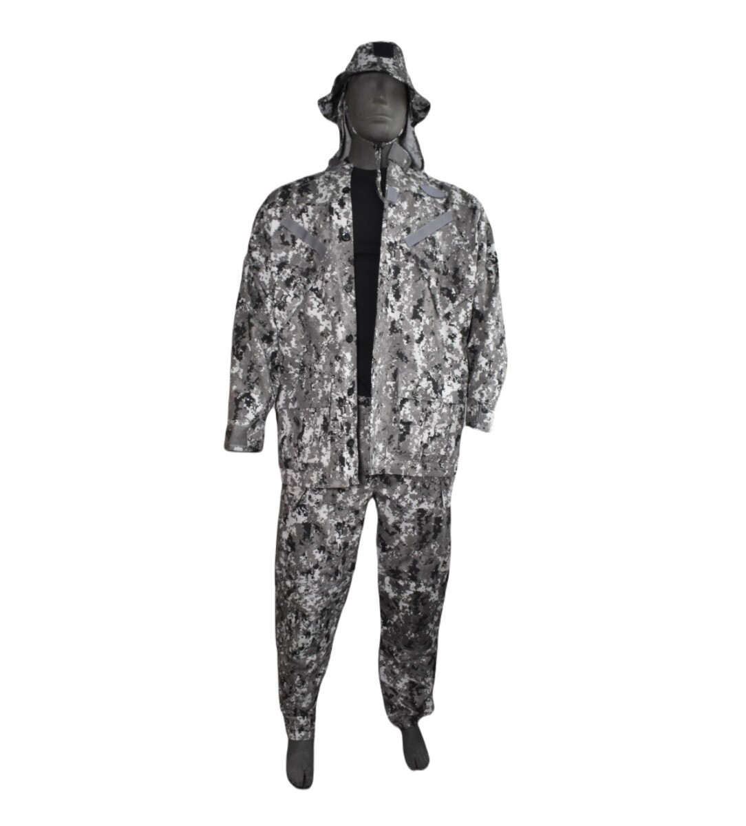 Equipo táctico chaqueta + pantalón + capelina - Pixelado gris 
