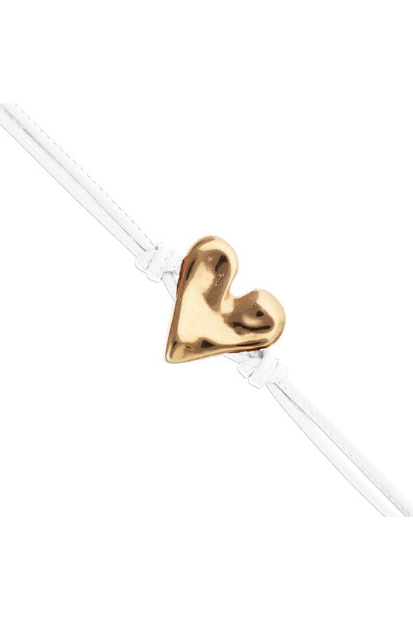 PULSERA DE CUERO BLANCO CON DETALLE DE CORAZÓN BAÑADO EN ORO 18K Pulsera