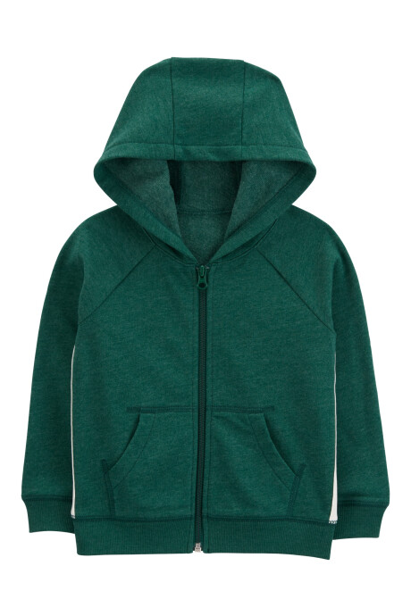 Campera de algodón con felpa, con franjas laterales, verde Sin color