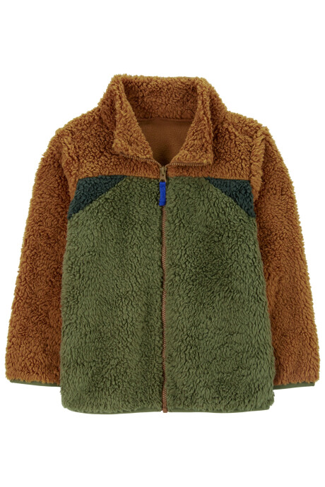 Campera de sherpa, diseño colorblock. Talles 6-8 Sin color