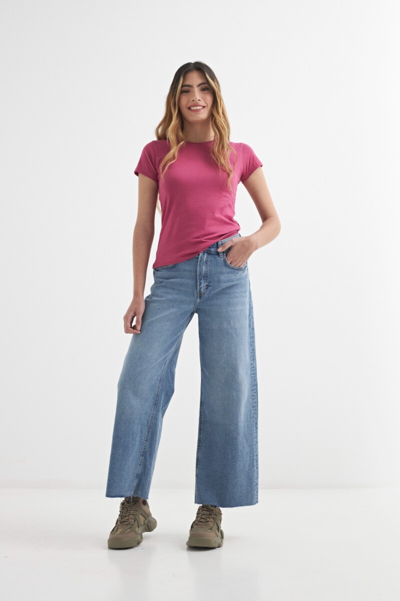 Remera básica cuello redondo FUCSIA