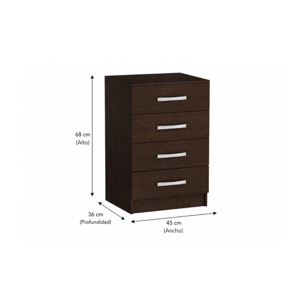 CÓMODA MESA DE LUZ - PEQUEÑA 4 CAJONES Tabaco