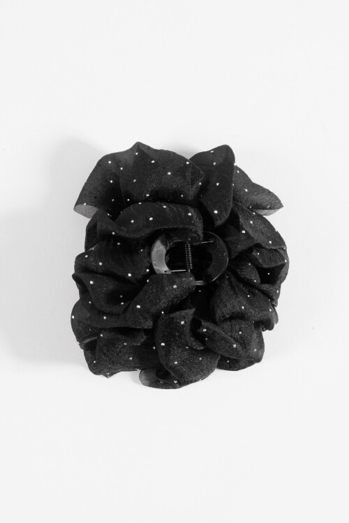 Broche tela strass negro