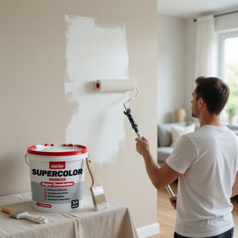 DACAR SUPERCOLOR ECO-LATEX BLANCO INTERIOR / EXTERIOR ANTIHONGOS 3.2 LITROS Dacar Supercolor Eco-latex Blanco Interior / Exterior Antihongos 3.2 Litros