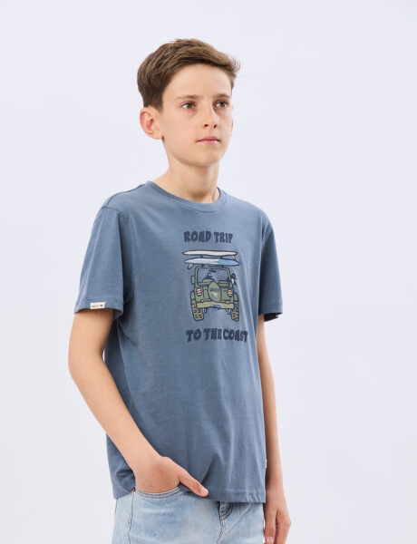 REMERA ESTAMPADA DE ALGODÓN Piedra