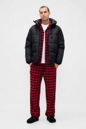 Pijama Set De Camisa Y Pantalón Flannel Hombre Fs Red Black Plaid