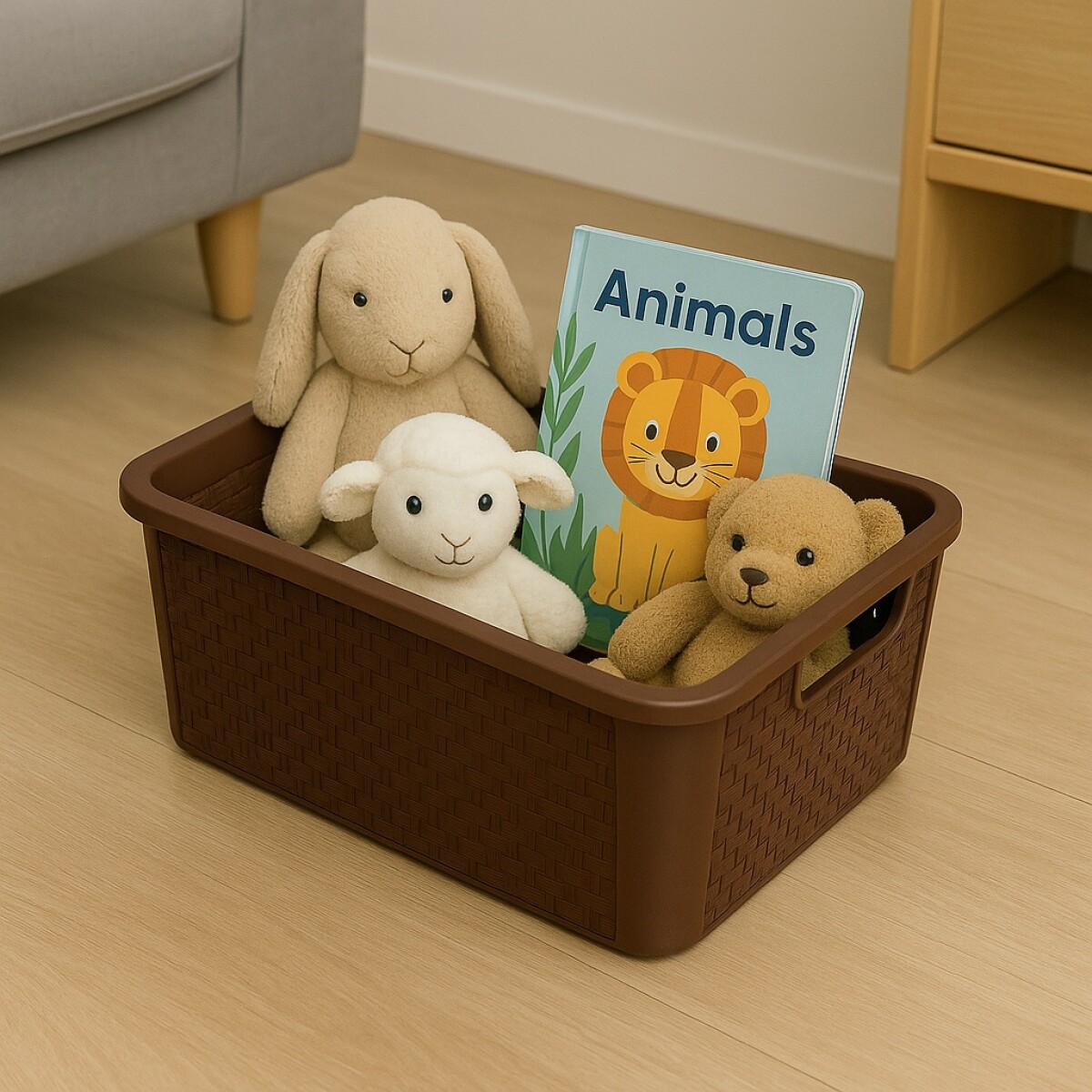 CAJA ORGANIZADORA SIMIL RATTAN CAFE N°2 8,8 LITROS 