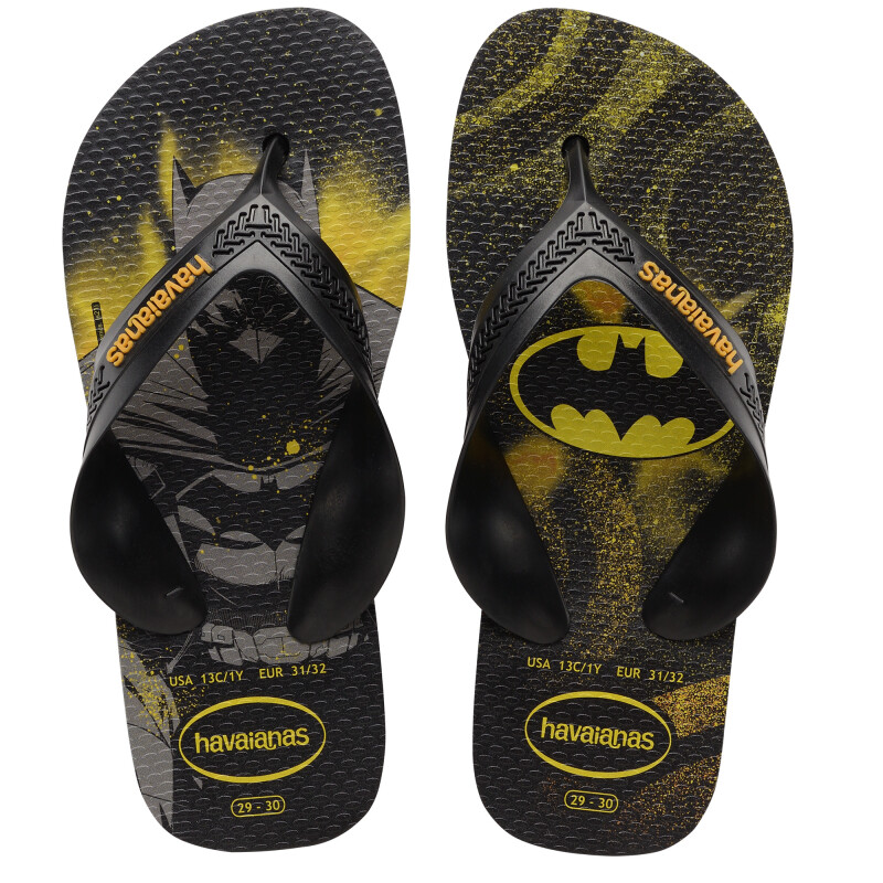 Sandalias Infantiles Havaianas Kids Max Heroes Negro - Anaranjado - Amarillo Cítrico