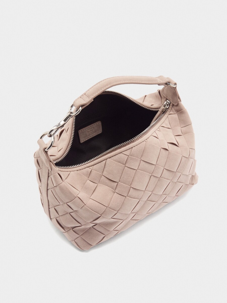 Bolso Bandolera Trenzado Efecto Piel rosa