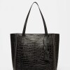 Shopper Vera En Cuero Grabado Croco Negro