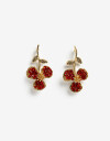 Aros Colgantes Cortos Strass Aros Colgantes Flor Strass - Rojo Medio